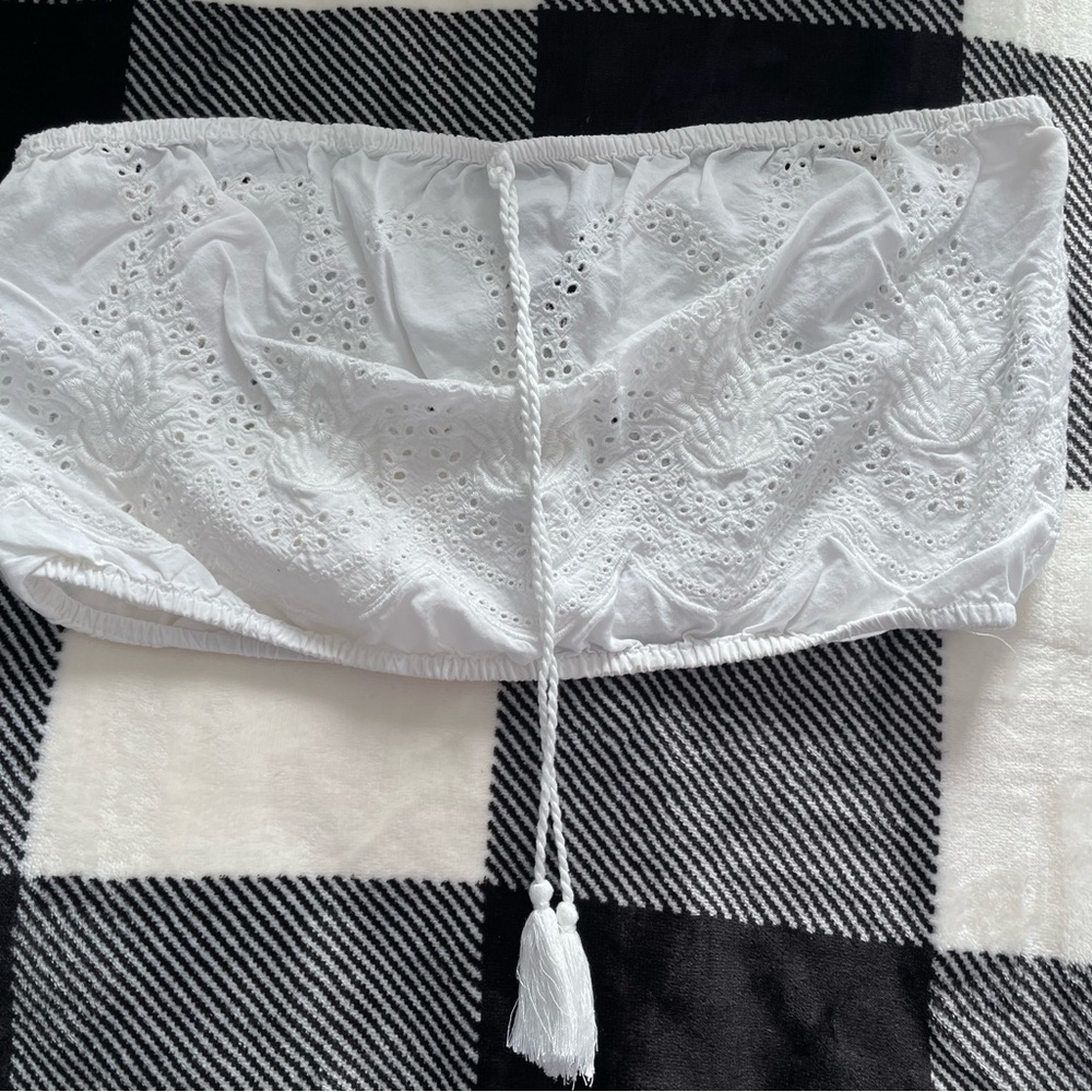 White Tie Up Front Bandeau Top